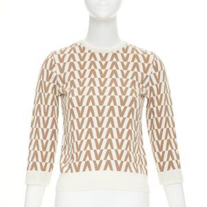 Valentino Brown Cashmere V Monogram Pullover Sweater
